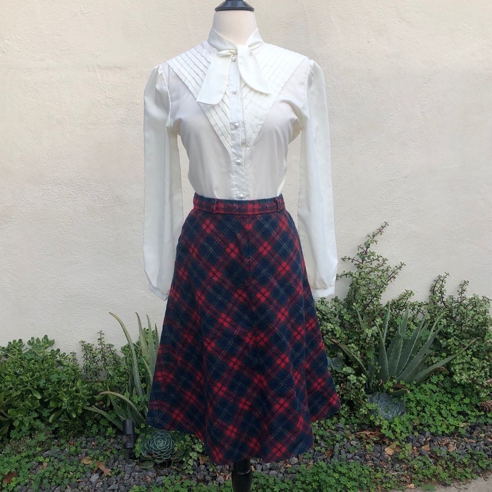 Vintage ankle length plaid skirt